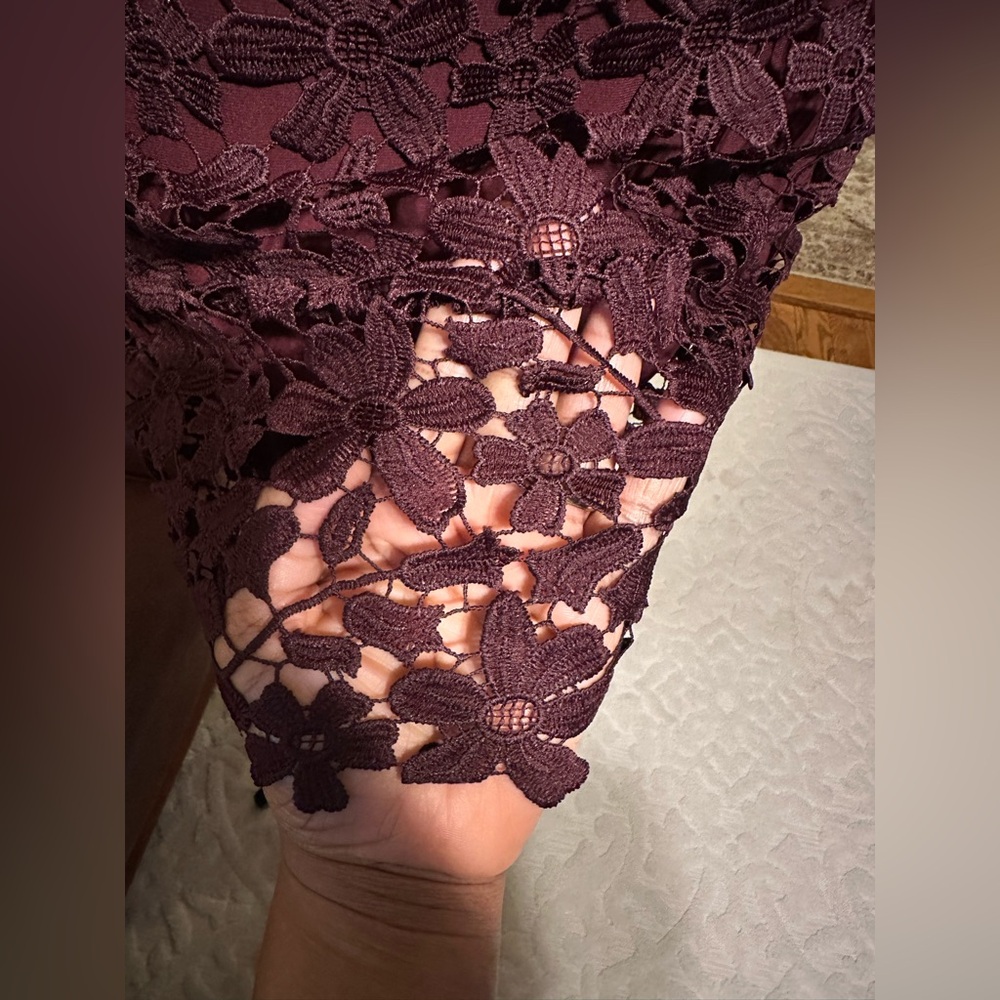 LAUREN RALPH LAUREN BEAUTIFUL BURGUNDY LACE CASUAL COCKTAIL ,PARTY DRESS… - Picture 6 of 15